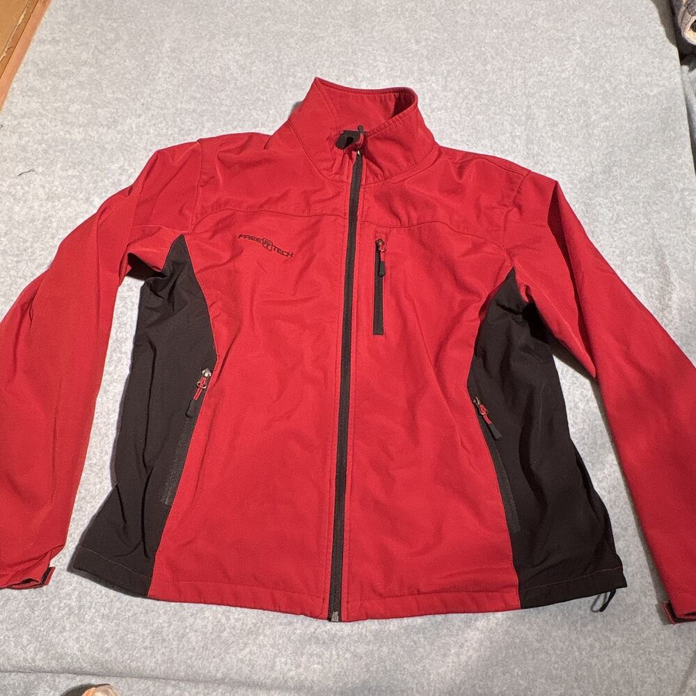 Free Tech Men's Red/Black Colorblock Full-Zip Jacket, Pockets, L (42-44)